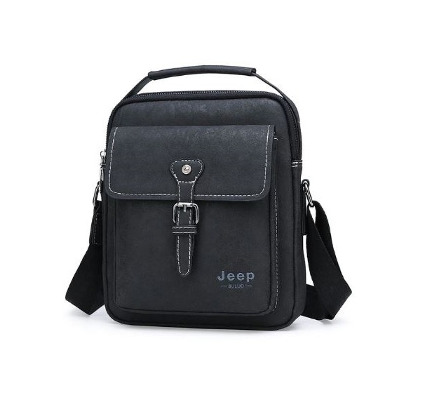 11166423974-capturar.jpg Bolsa Transversal Tiracolo Jeep 28665 Couro Original Preto - Imagem 1