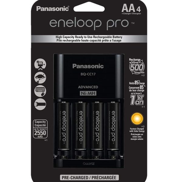 Carregador Eneloop Pro Bq-cc17 Com Pilhas Aa De 2550mah