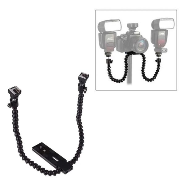 Suporte Flash Duplo Flexível Com Duas Sapatas Tripé - E036