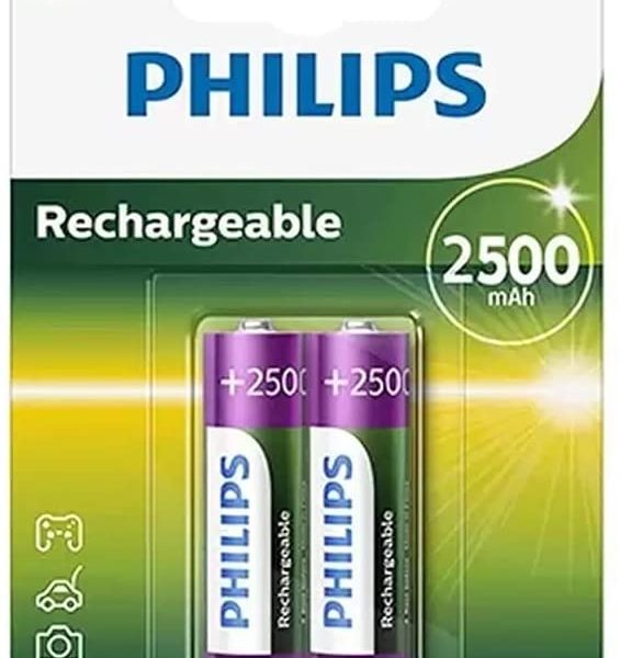 Pilha Recarregável Philips Aa 2500ma 2 Unidades Original