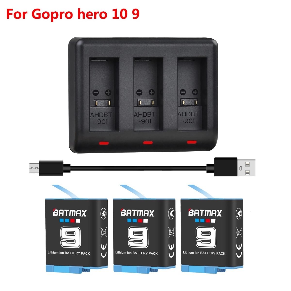Kit 3 Bateria Batmax Gopro Hero 9 / 10 Com Carregador Triplo - Imagem 7