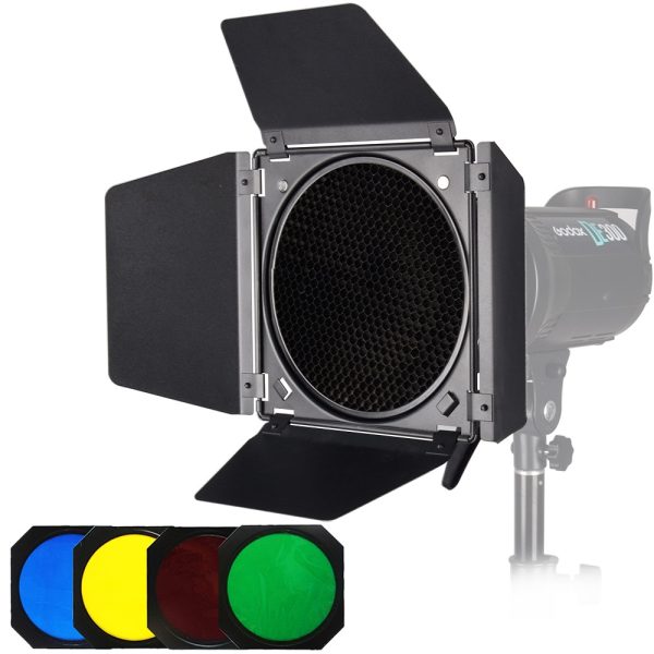 Kit Barndoor Godox Bd-04 Grade Favo De Mel Com Filtros Sk400