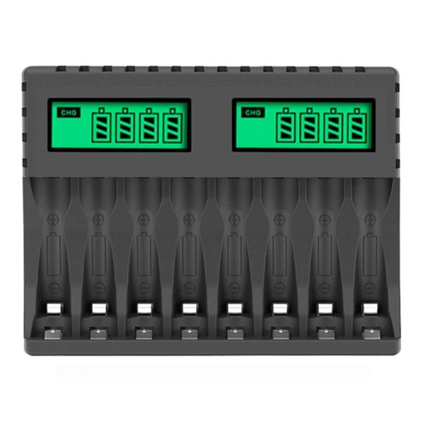 Carregador De Pilhas Aa/aaa Para 8 Pilhas Com Display