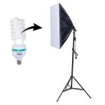 Kit Softbox 50x70 Cm Com Tripé E Lâmpada 135w 5500k Estúdio