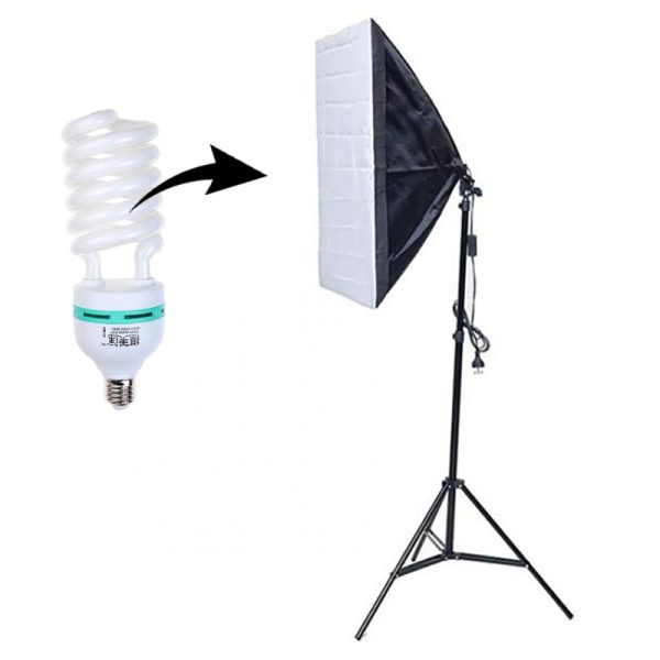 Kit Softbox 50x70 Cm Com Tripé E Lâmpada 135w 5500k Estúdio