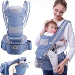 Bolsa Canguru Ergonômico Bebê Azul Mamãe 12 Posições 3 Em 1