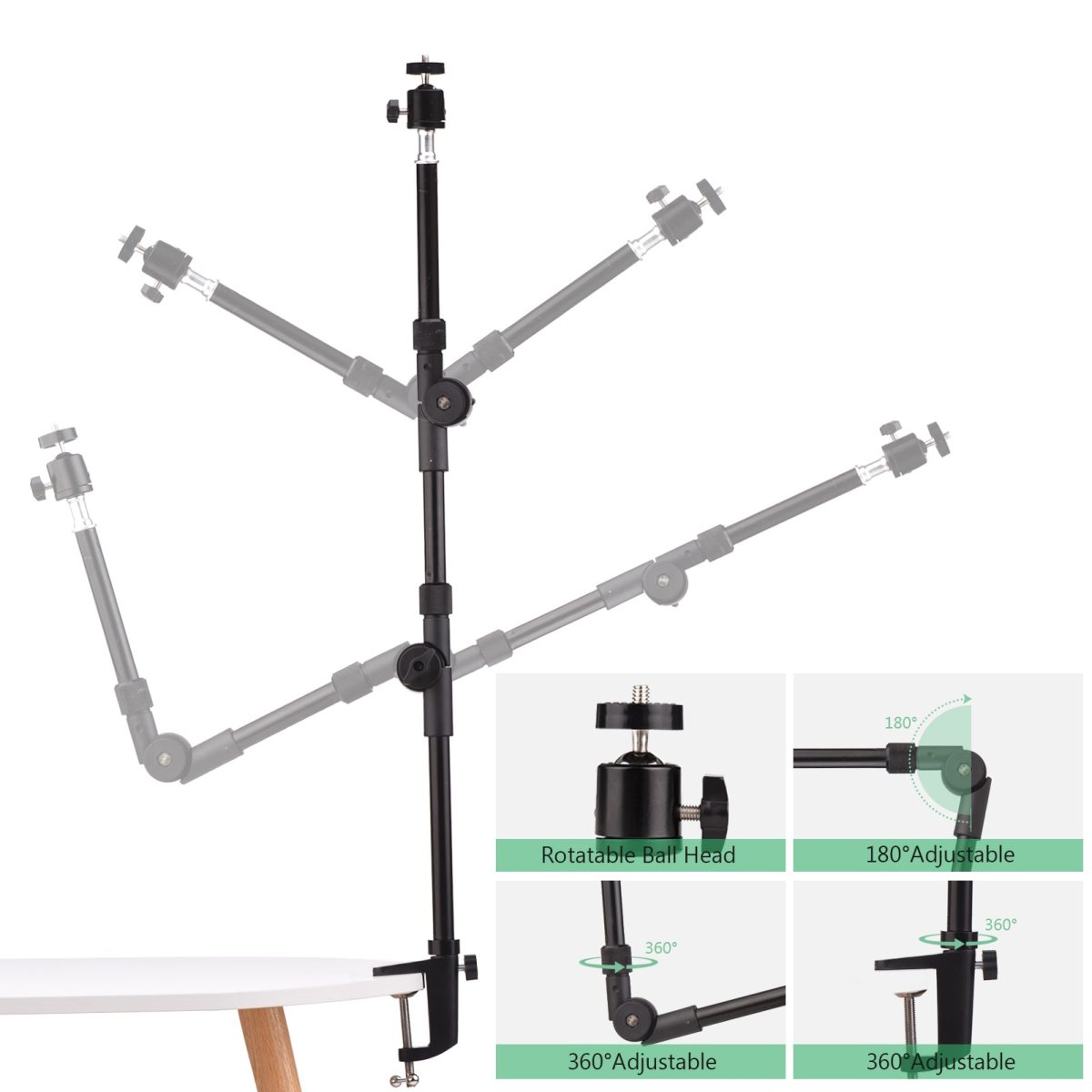 Braço Câmera Dslr Smartphone Para Mesa Flexível Articulável ST-01 - Imagem 3