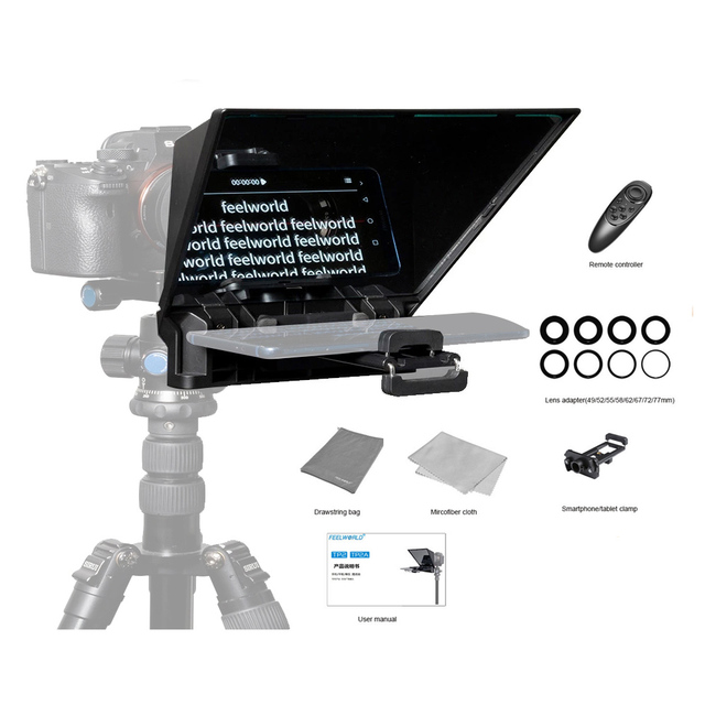 15141734812-feelworld-tp2-portable-mini-teleprompter-for-phone-dslr-recording-live-broadcast-mobile-video-sh.jpg Teleprompter Feelworld Tp2 De Câmera Dslr Portátil - Imagem 1