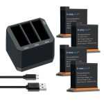 Kit 4 Bateria + Carregador Triplo Para Dji Osmo Action Ab1