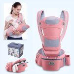 Bolsa Canguru Ergonômico Bebê Rosa Mamãe 12 Posições 3 Em 1