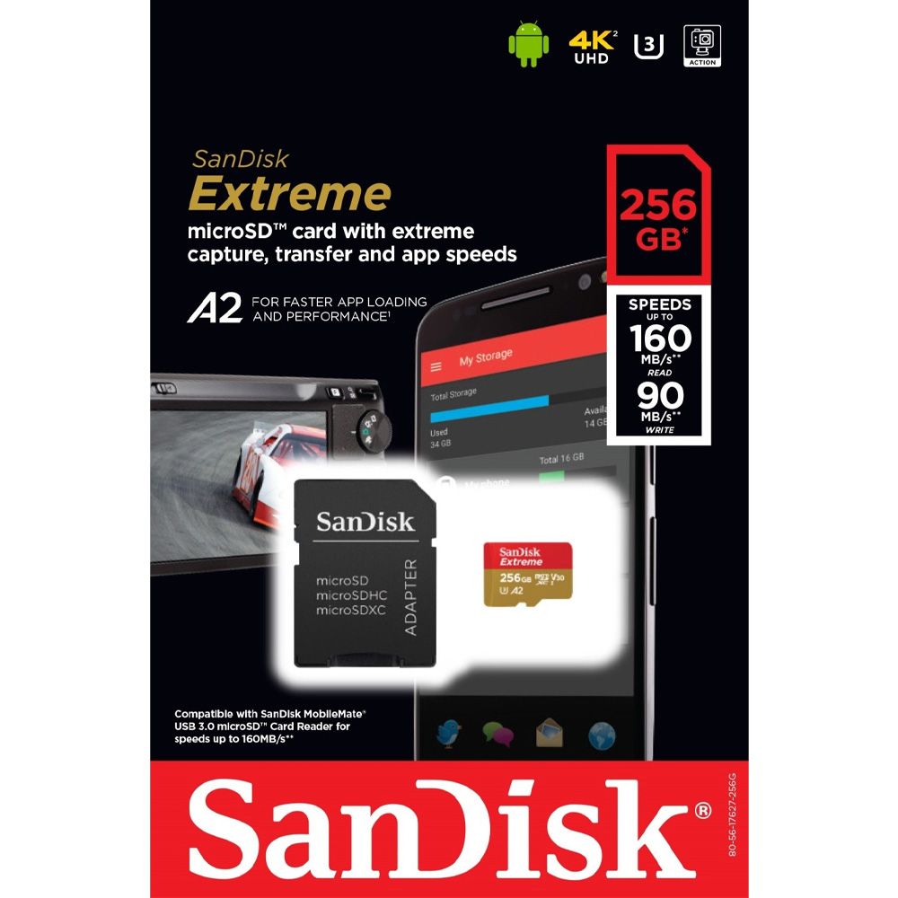 15151108896-45171-2-1.jpg Cartão MicroSD 256gb Sandisk Extreme 160mb/s - Imagem 1