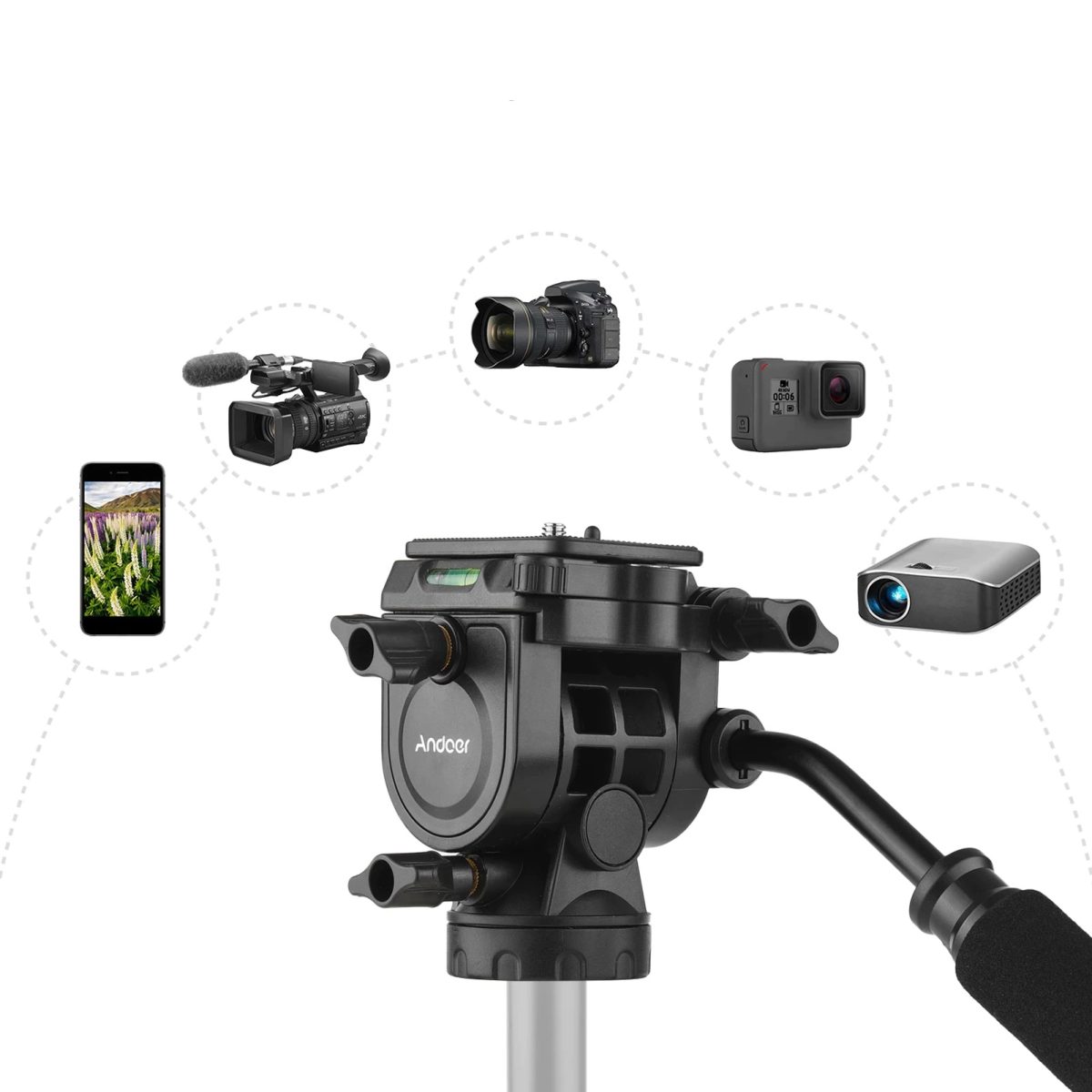 Cabeça Hidráulica Andoer Para Tripé Fluida Panorâmica - Imagem 3