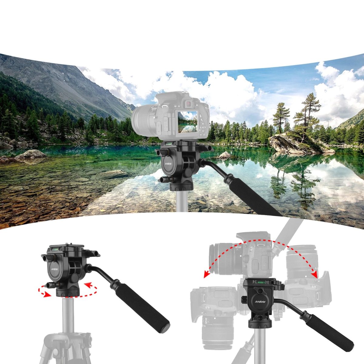 Cabeça Hidráulica Andoer Para Tripé Fluida Panorâmica - Imagem 4