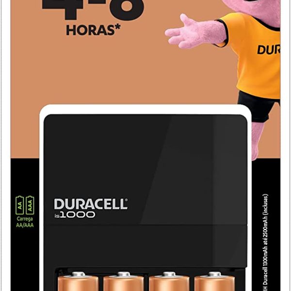 Carregador Duracell 4 Pilha Recarregável Aa 2500mah