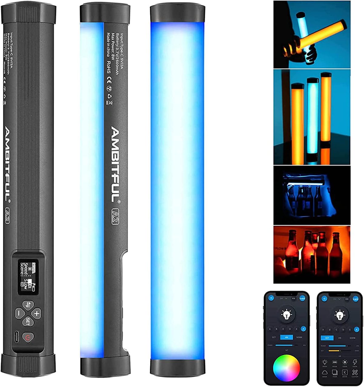 Led Bastão Stick Ambitful A2 RGB Magnético Com Grid Bat Inte - Imagem 2