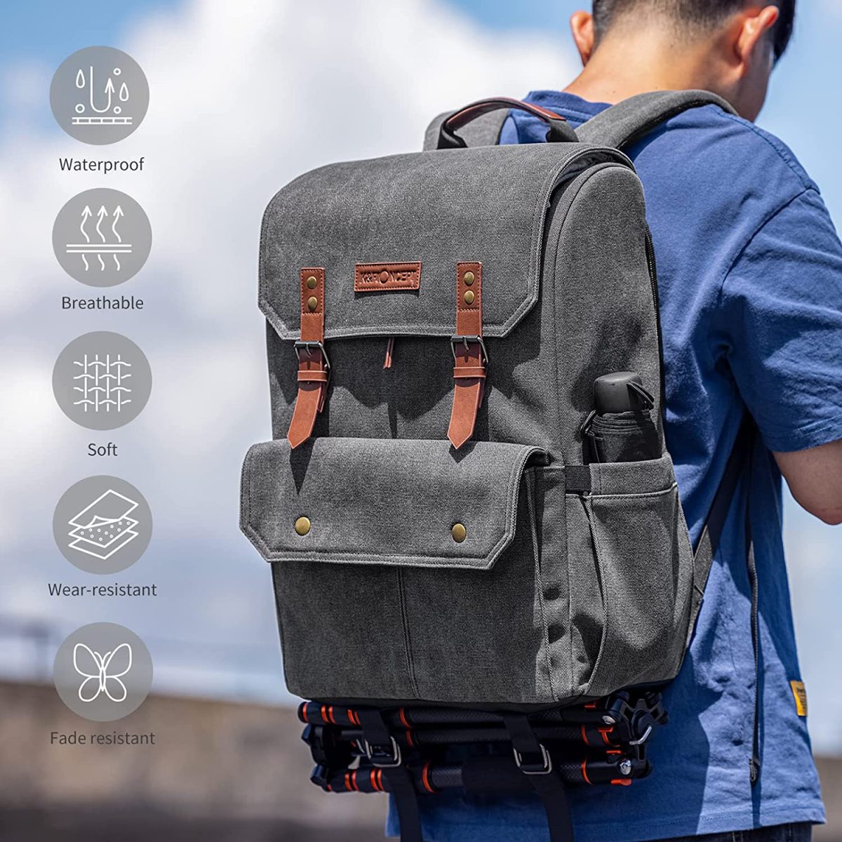 Mochila Para Câmera Fotográfica Dlsr K&f Concept Kf13.104 - Imagem 8