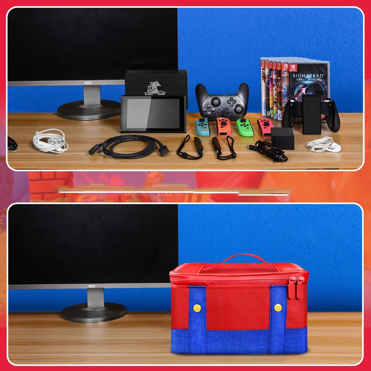 Bolsa Case Maleta Transporte P/ Nintendo Switch Oled Mario - Imagem 5