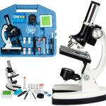 Kit Microscópio Infantil Com Maleta 28 Peças 300x600x1200x azul