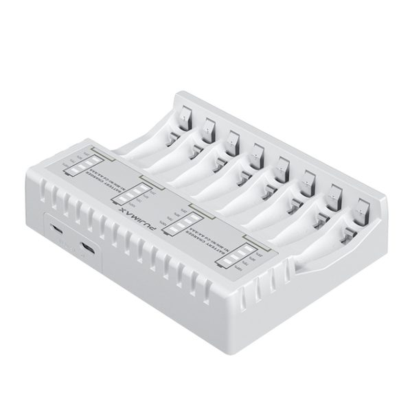 Carregador De Pilhas Aa/aaa Para 8 Pilhas - Branco