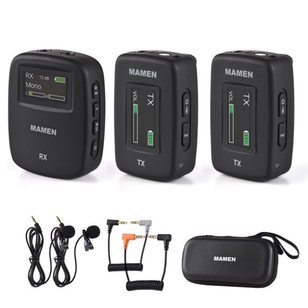 Microfone Digital Sem Fio Mamen SM-W16 Lapela Duplo