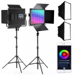 Kit Iluminação 2x Painéis LED Greika LL550RP RGB com Softbox