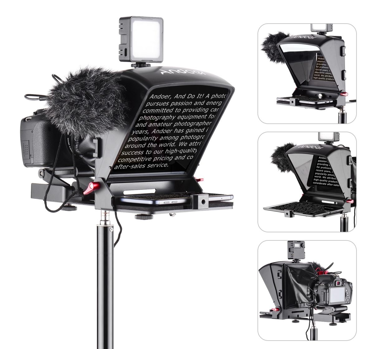 Teleprompter Portátil Smartphone Câmera Dslr Controle Andoer - Imagem 7