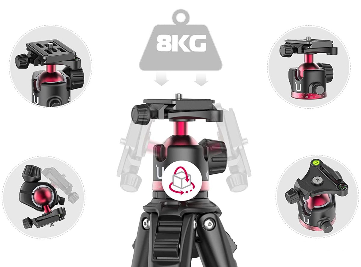 Tripé Alumínio Ulanzi Mt-55 Suporta 6kg 360º 1.6m Fluido - Imagem 4