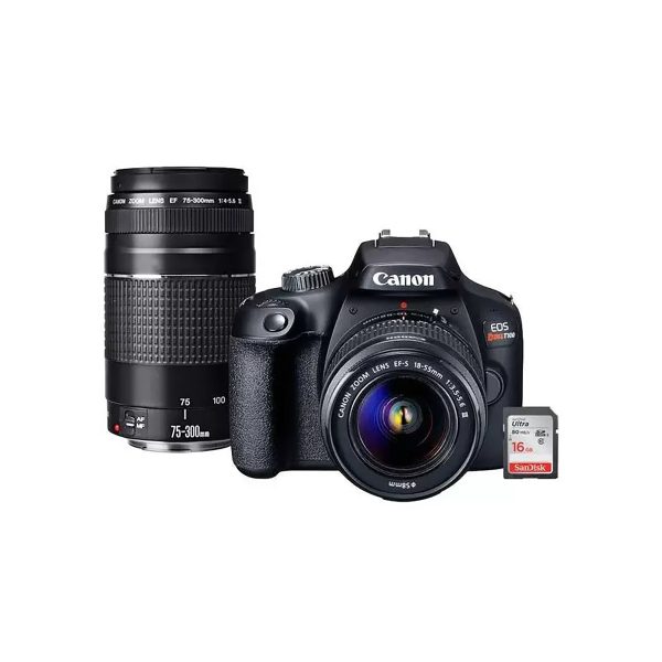 Kit Premium Câmera Canon T100 Com 18-55mm + 75-300mm