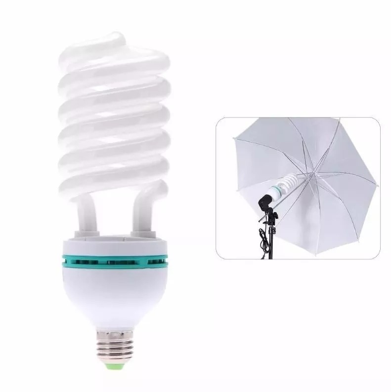 15254772858-7cb4efba128d2bc26e6c799966aad382.jpg Lâmpada Espiral 150w 5500k Para Kit Estúdio e Softbox - 220v - Imagem 1