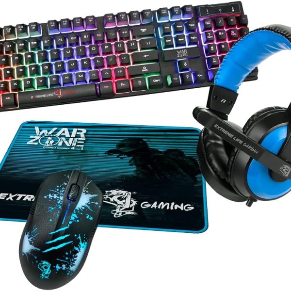 Combo Gamer Teclado + Headset + Mouse + Mousepad