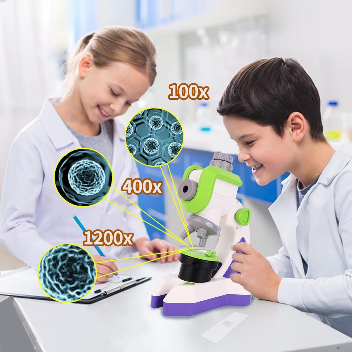 Microscopio 100x 400x 1200X Infantil Para iniciantes - 2306 - Imagem 3