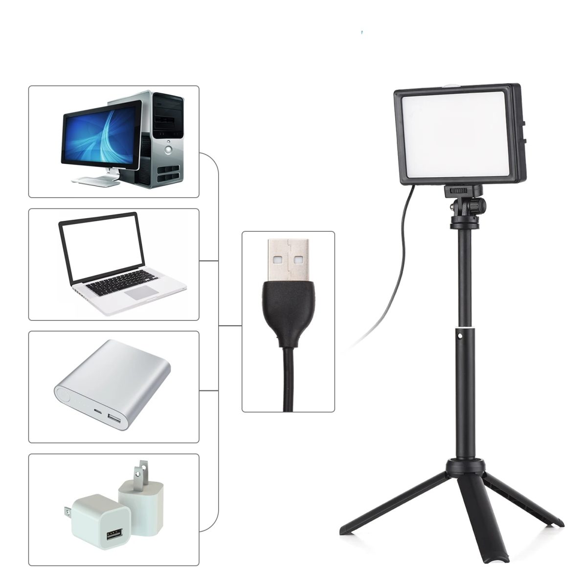 Kit Led ER-120 Com Tripé Ajustável Usb 5600k - Imagem 7