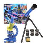 Kit 2 Em 1 Telescópio e Microscópio Infantil Educativo - Amarelo - C2109