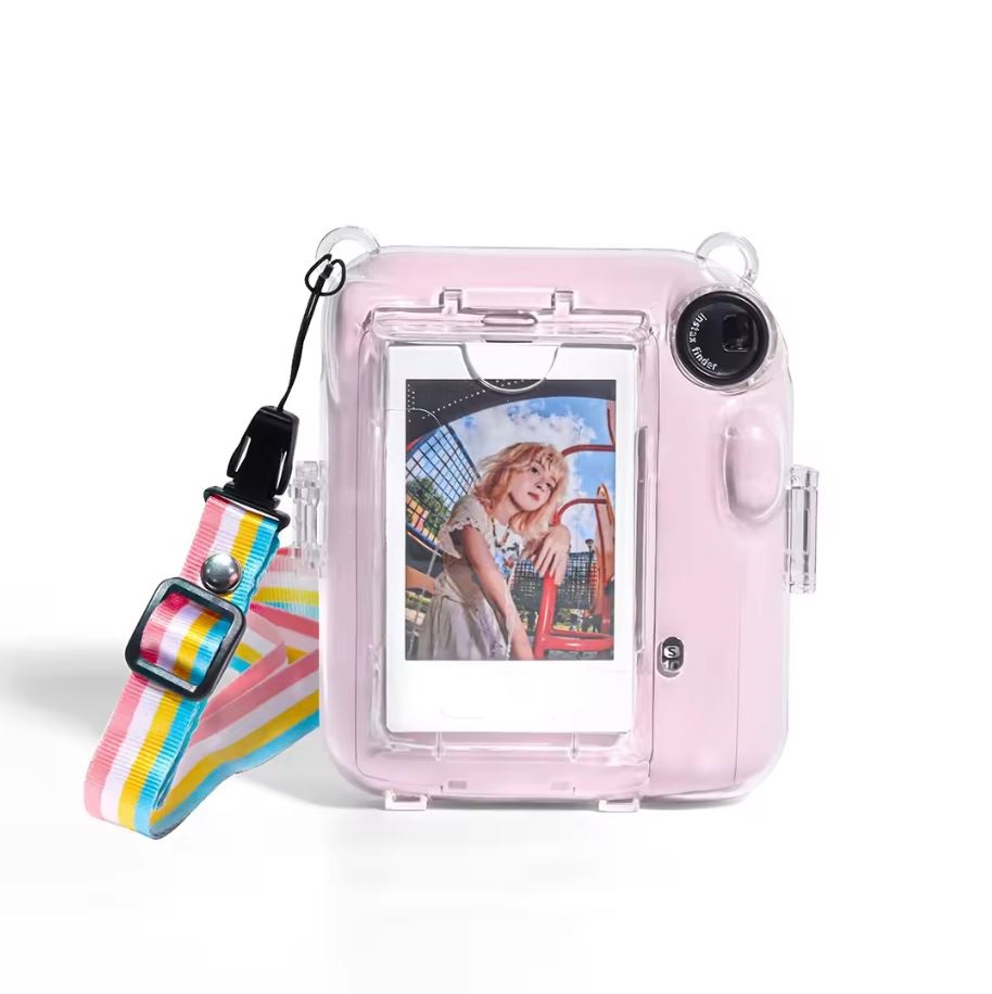 15296608602-capturar.jpg Case Capa Crystal Para Instax Mini 12 Com Bolso Para Fotos - Imagem 1