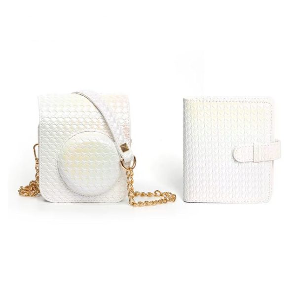 Kit Case Bolsa + Álbum 64 Fotos Para Instax Mini 12 - Branco