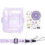 Case Brilho Glitter Para Instax Mini 12 Com Bolso - Roxo