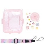 Case Brilho Glitter Para Instax Mini 12 Com Bolso - Rosa