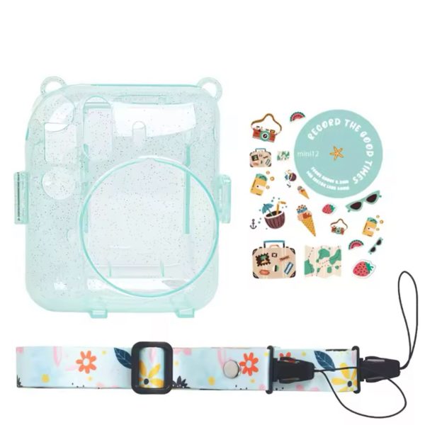 Case Brilho Glitter Para Instax Mini 12 Com Bolso - Verde