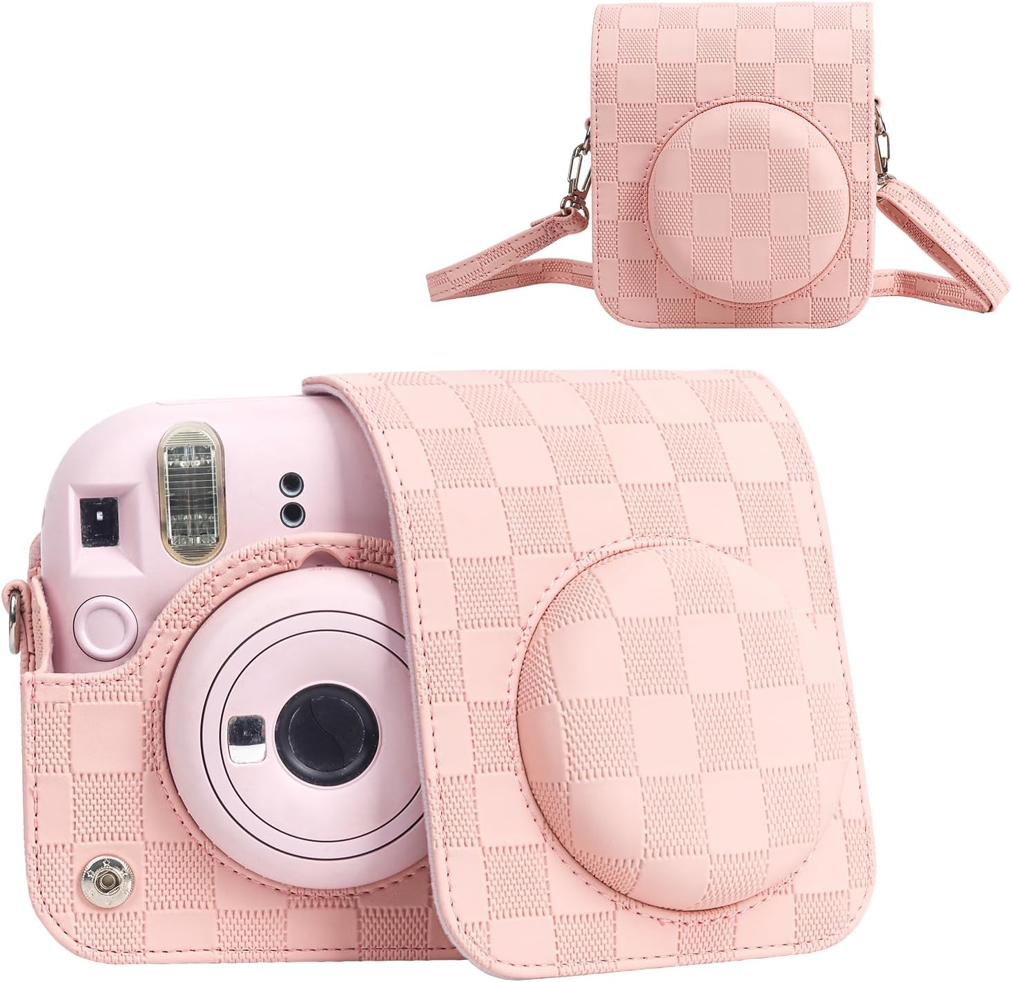 15298748663-71t4ak8alal-ac-sl1500.jpg Capa Proteção Bolsa Para Instax Mini 12 Xadrez - Rosa - Imagem 1