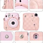 Capa Proteção Bolsa Para Instax Mini 12 Xadrez - Rosa - Imagem 3