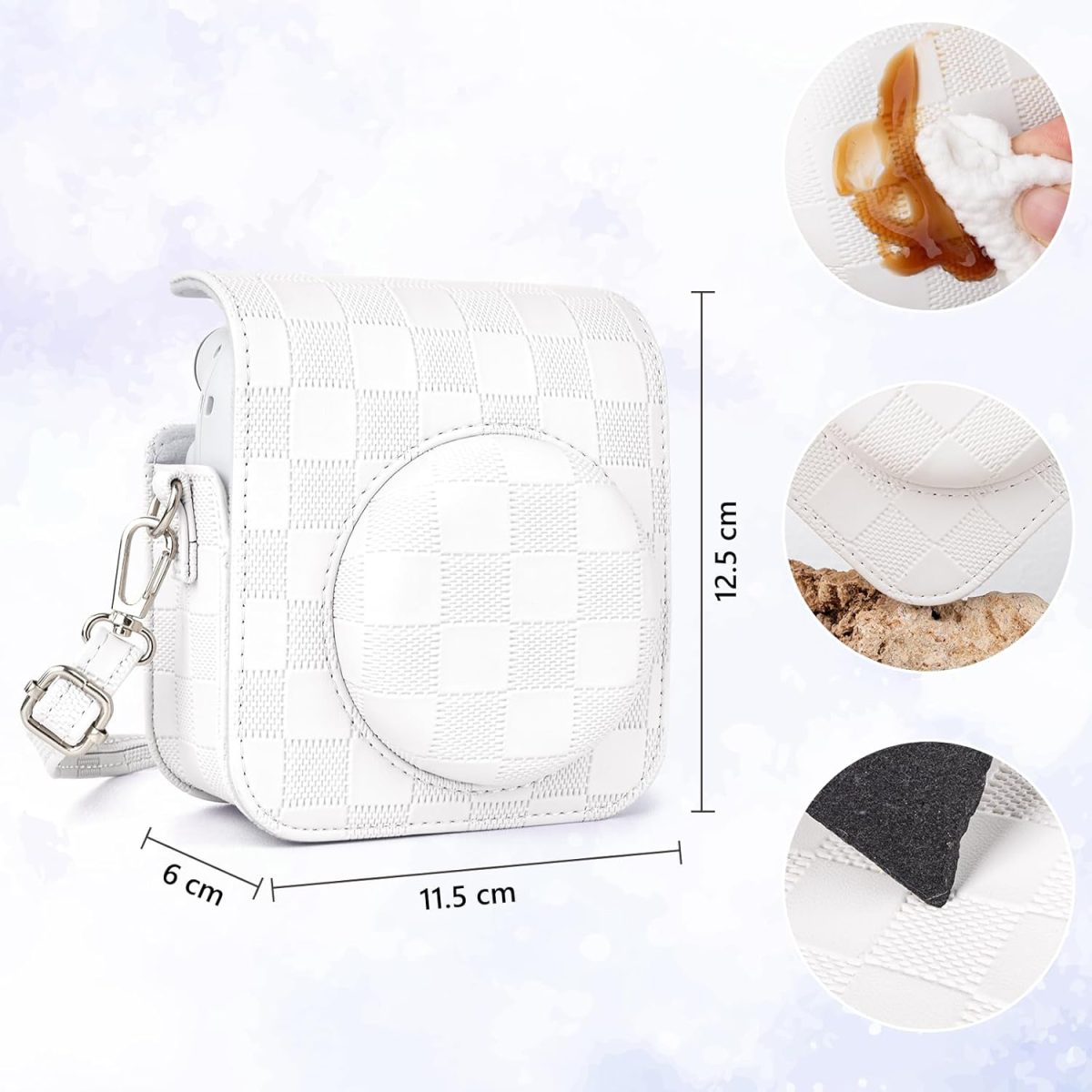 Capa Proteção Bolsa Para Instax Mini 12 Xadrez - Branco - Imagem 4