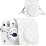 Capa Proteção Bolsa Para Instax Mini 12 Xadrez - Branco