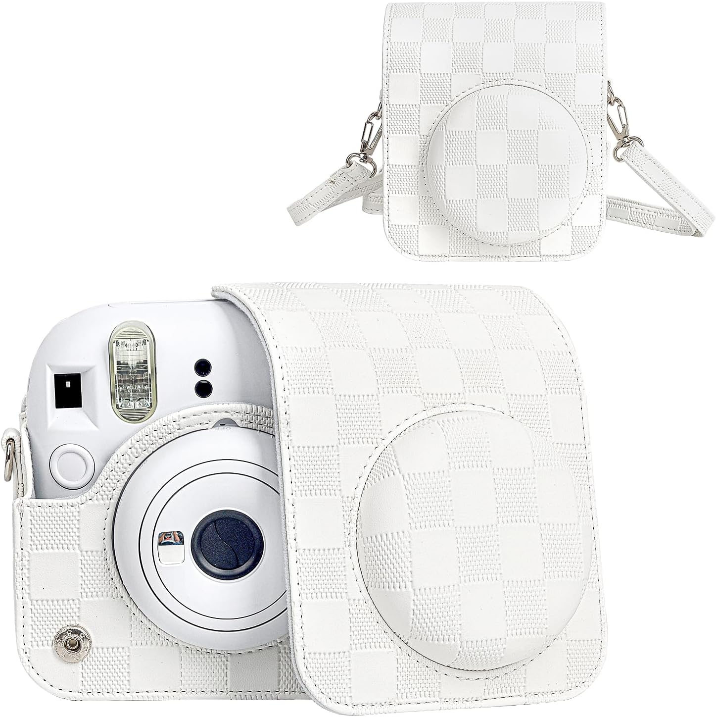 15298751459-71rk6uy6bal-ac-sl1500.jpg Capa Proteção Bolsa Para Instax Mini 12 Xadrez - Branco - Imagem 1