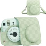 Capa Proteção Bolsa Para Instax Mini 12 Xadrez - Verde