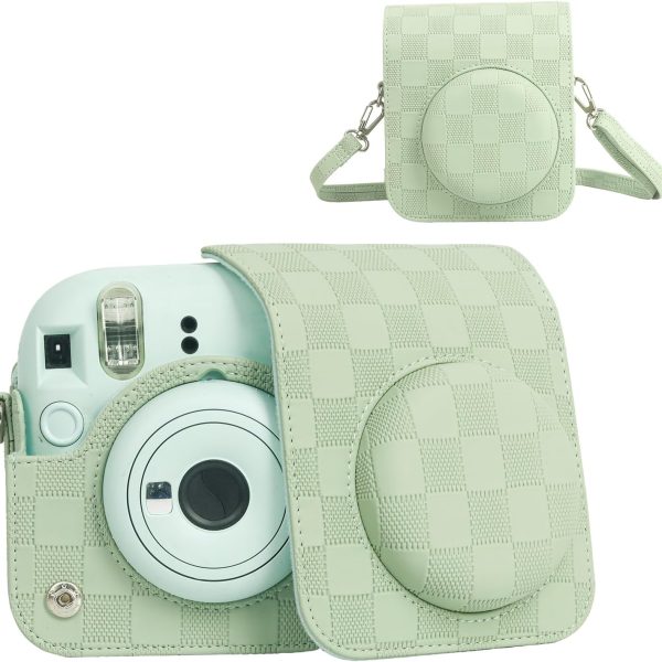 Capa Proteção Bolsa Para Instax Mini 12 Xadrez - Verde