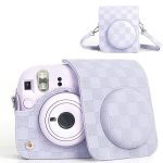 Capa Proteção Bolsa Para Instax Mini 12 Xadrez - Roxo