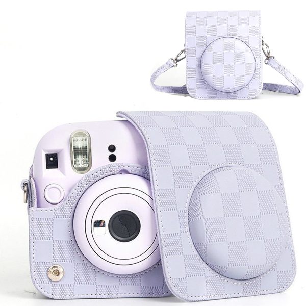 Capa Proteção Bolsa Para Instax Mini 12 Xadrez - Roxo