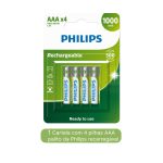 Pilha Recarregável Philips AAA 1000mA 4 unidades Original