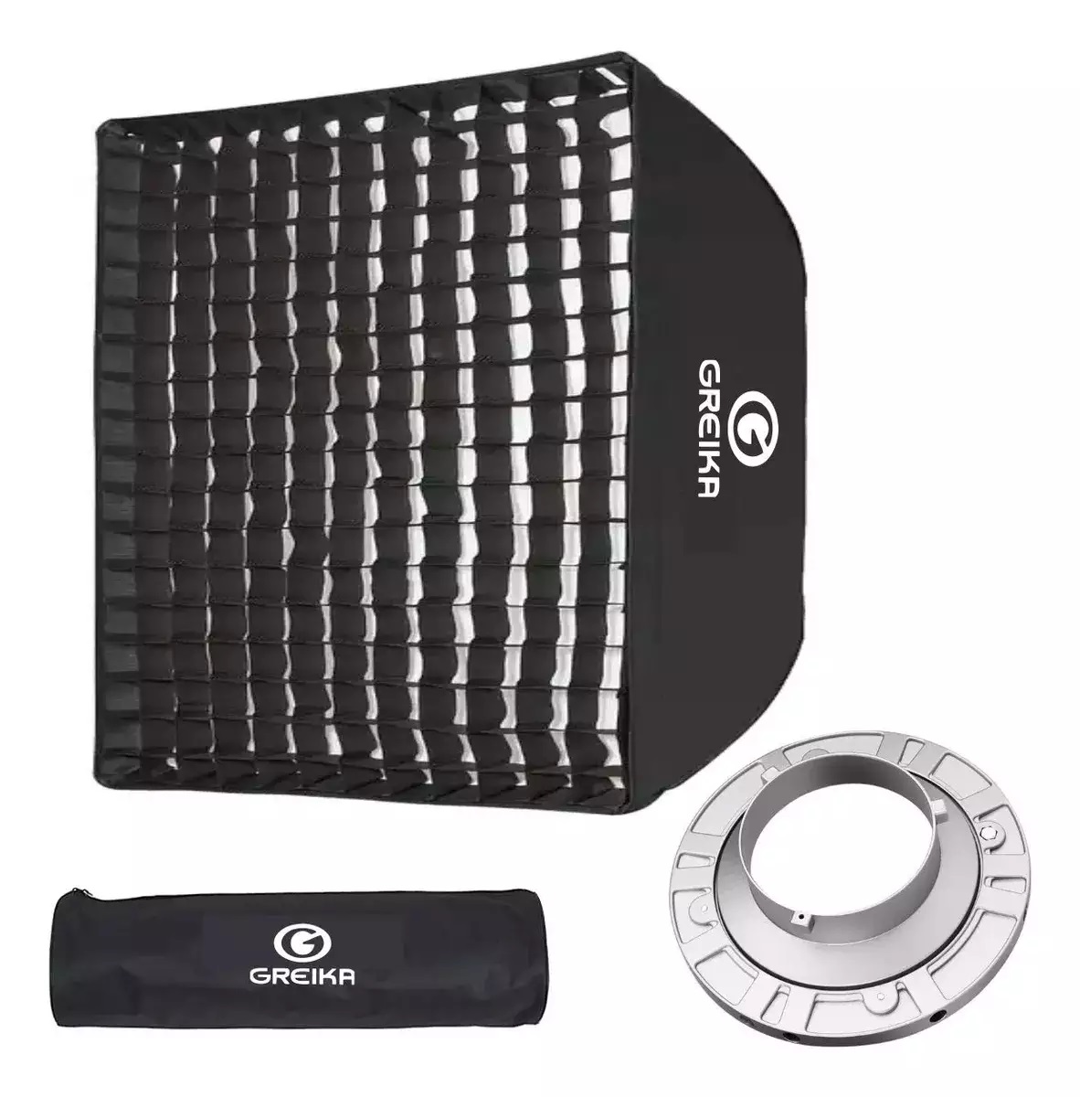 15308794697-40x40-1.jpg Softbox Greika 40x40cm Bowens Com Grid - Imagem 1