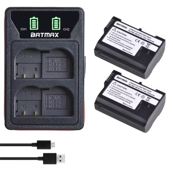 Kit 2 Bateria En-el15 Com Carregador Duplo